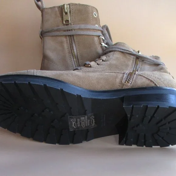 All Saints Lira Combat Boots Women's-Sand/Brown Suede-Size 37/6.5 - Picture 5 of 7